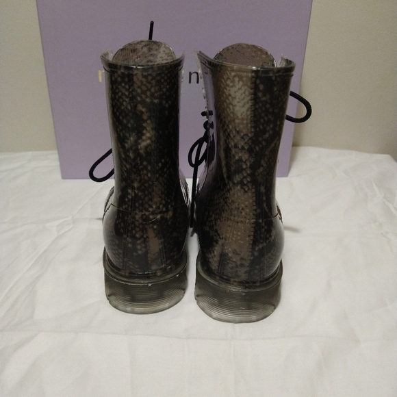 Madden Girl Snake Skin Rubber Rain Combat Boots - Picture 9 of 11